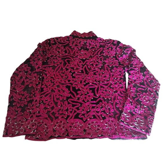 Vintage Damee, Inc. Women's Small Jacket Pink Sheer Ribbon Artsy Embroidered - Picture 6 of 13